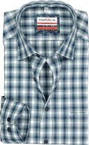 MARVELIS modern fit overhemd - blauw met beige en wit geruit - Strijkvrij - Boordmaat: 41