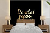 Behang - Fotobehang Quote - Love - Zwart - Goud - Breedte 350 cm x hoogte 350 cm