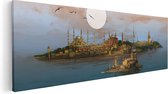 Artaza Canvas Schilderij Illustratie Van De Maiden's Tower In Istanbul - 90x30 - Foto Op Canvas - Canvas Print