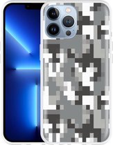iPhone 13 Pro Max Hoesje Pixel Camouflage Grey - Designed by Cazy