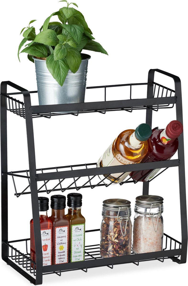 Kruidenrek - Keukenaccessoire - Zwart metaal - 3 etages