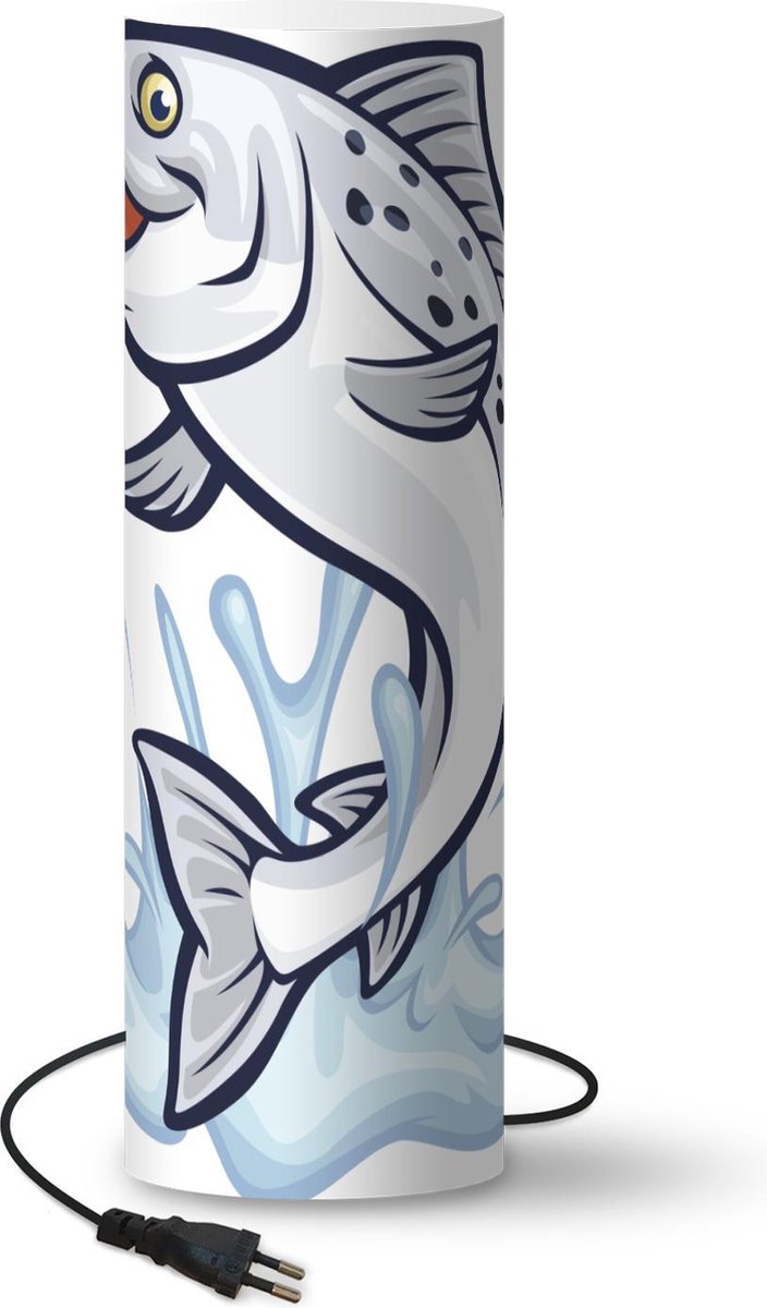 Lamp - Nachtlampje - Tafellamp slaapkamer - Illustratie van een vis in het water - 50 cm hoog - Ø15.9 cm - Inclusief LED lamp