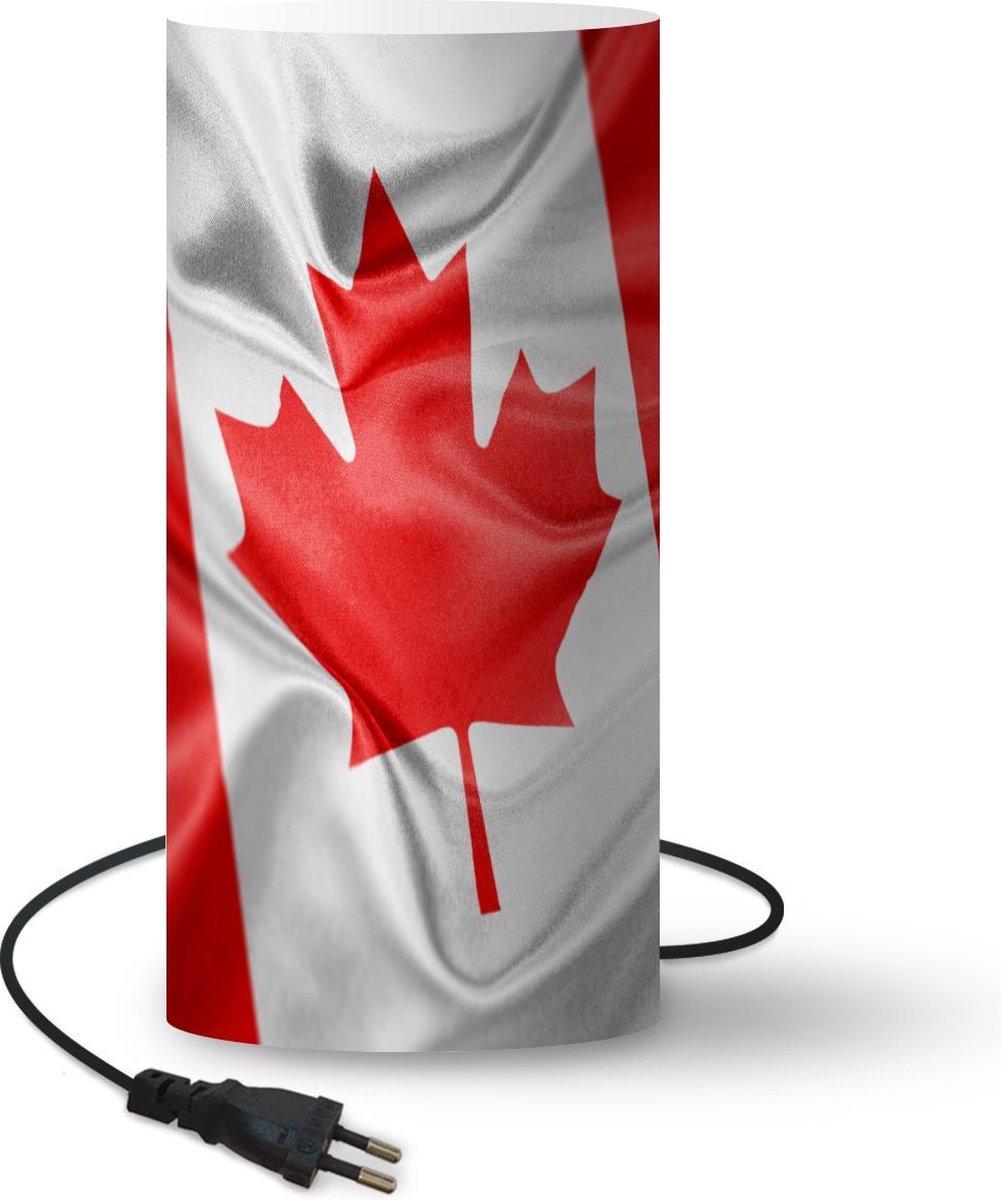 Lamp - Nachtlampje - Tafellamp slaapkamer - Close-up van de vlag van Canada - 33 cm hoog - Ø15.9 cm - Inclusief LED lamp