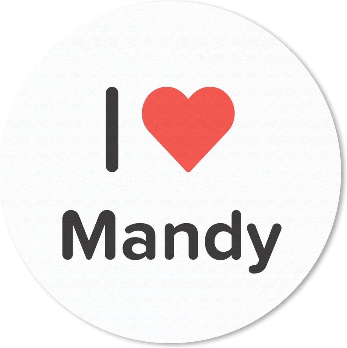 Muismat rond 40x40 cm - Mousepad I love - Mandy - Meisje - Ronde muismatten
