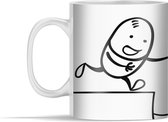 Mok - Illustratie van een man die een reddingsboei gooit - 350 ml - Beker