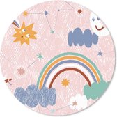 Muismat - Mousepad - Rond - Regenboog - Kind - Wolken - 40x40 cm - Ronde muismat