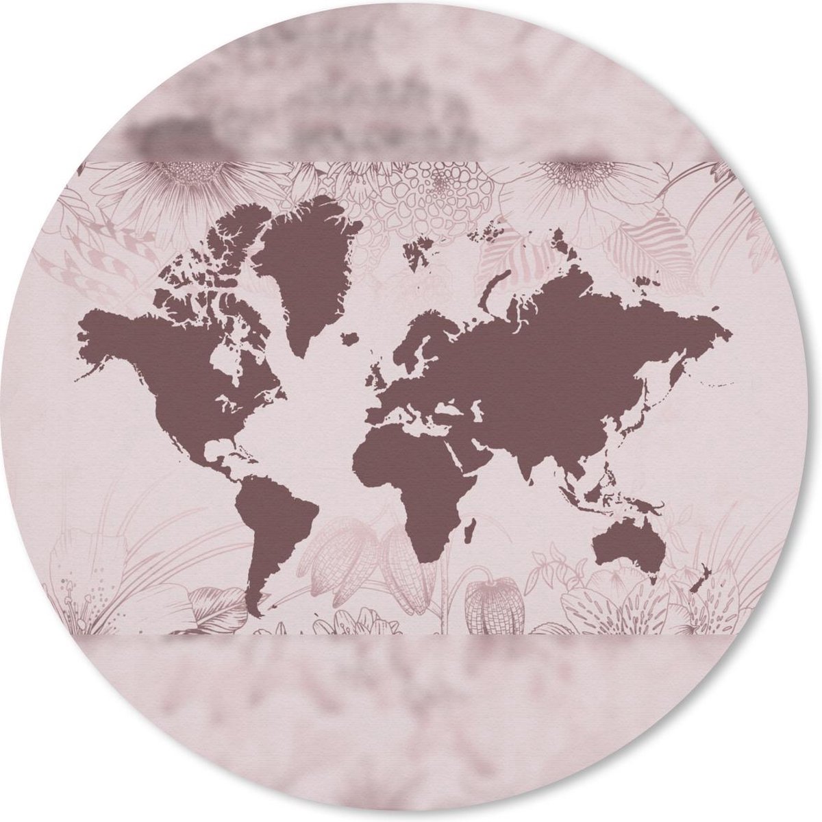 Muismat rond 40x40 cm - Mousepad Wereldkaart - Bloem - Rood - Ronde muismatten