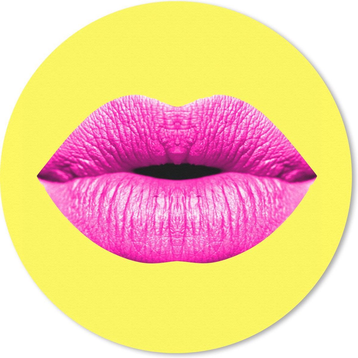 Muismat rond 40x40 cm - Mousepad Lippen - Roze - Geel - Ronde muismatten