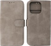 iPhone 13 Pro Hoesje - Book Case Telefoonhoesje - Kaarthouder Portemonnee Hoesje - Wallet Case - Grijs