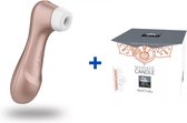 Satisfyer Pro 2 Next Generation - Luchtdruk Vibrator + Luxe Massagekaars - Sandelhout