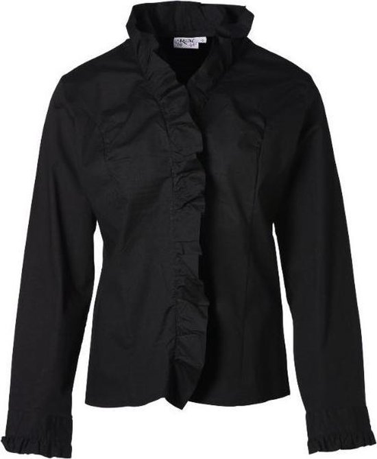 Dames blouse zwart lange mouwen met plooien | Maat 44 | bol.com