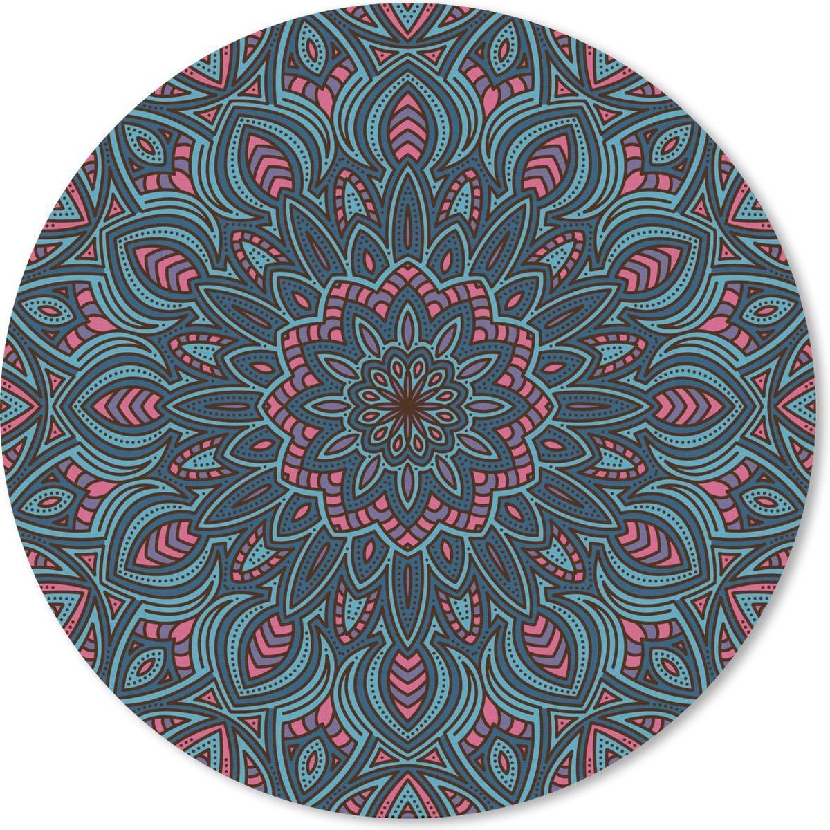 Muismat rond 40x40 cm - Mousepad Mandala met natuurvormen - Ronde muismatten