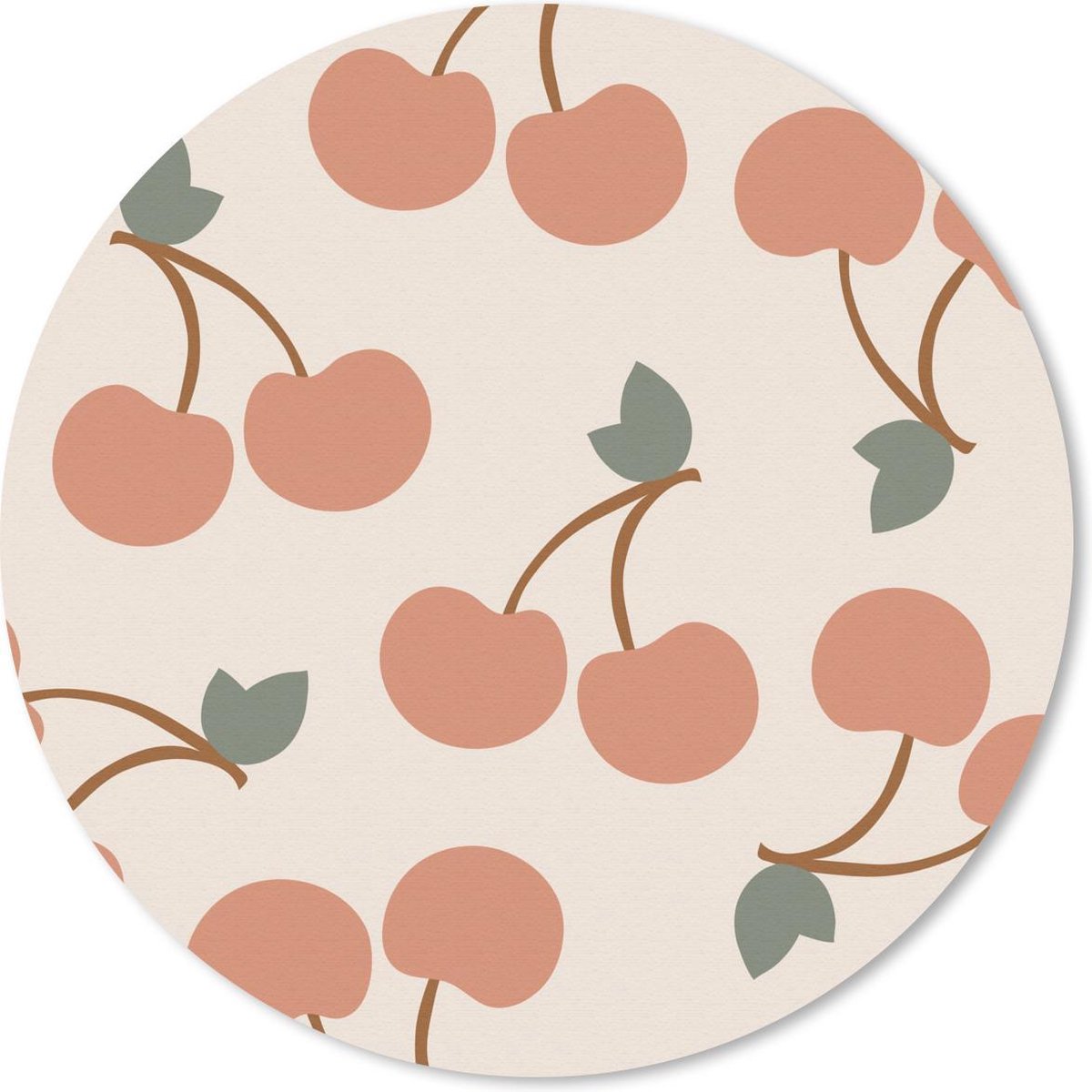 Muismat rond 40x40 cm - Mousepad Fruit - Pastel - Kersen - Zomer - Ronde muismatten