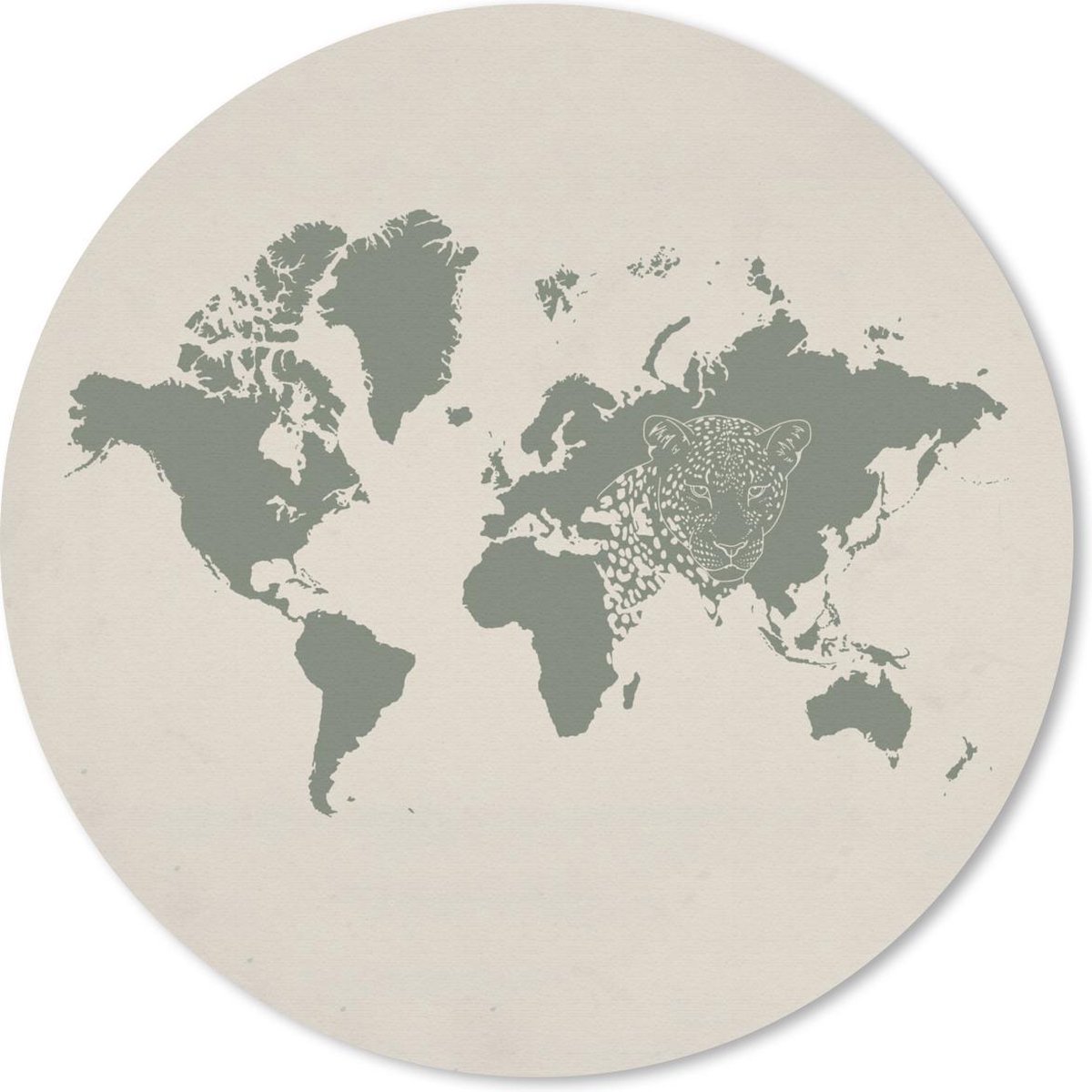 Muismat rond 40x40 cm - Mousepad Wereldkaart - Panter - Groen - Ronde muismatten