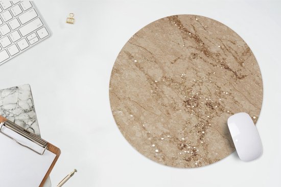 Muismat rond 40x40 cm - Mousepad Marmer - Bruin - Patronen - Ronde muismatten