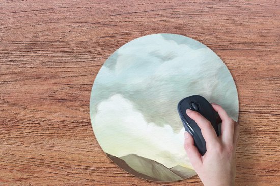 Muismat rond 40x40 cm - Mousepad Lucht - Berg - Kleuren - Ronde muismatten