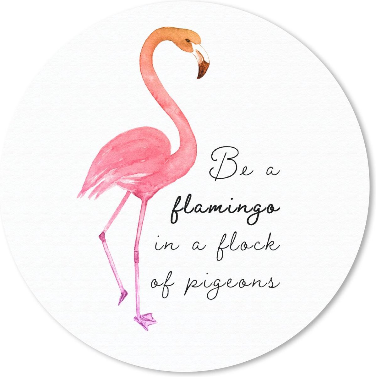 Muismat rond 50x50 cm - Mousepad Flamingo - Vogel - Waterverf - Quotes - Ronde muismatten
