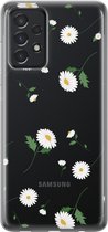 Samsung Galaxy A52 Telefoonhoesje - Transparant Siliconenhoesje - Flexibel - Met Bloemenprint - Madeliefjes