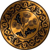 Celtic Tree - Wandcirkel Aluminium -  Distel - Nationaal symbool van Schotland - rond 60cm - Zwart - Goud - Pagan - Heidens - Keltisch - Magisch - Muurcirkel - Wanddeco - Dibond