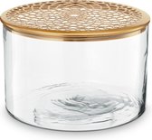 vtwonen Glazen Vaas met Gouden Deksel - Woondecoratie - Ø 20cm