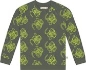 Smitten Organic 'Camping Magical Leopard' All Over Print Pullover Long Sleeve in Balsam Green kleur