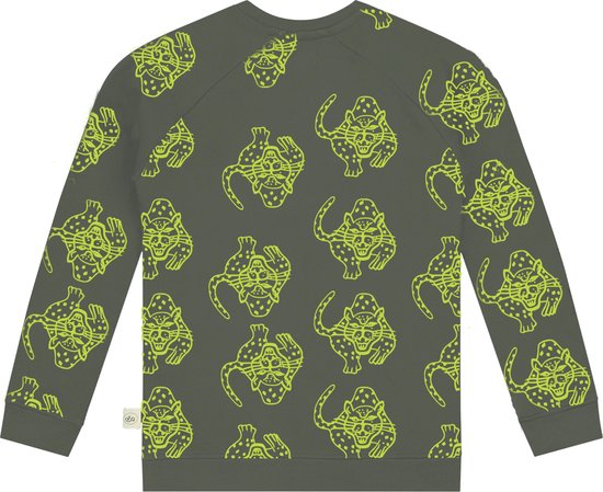 Smitten Organic 'Camping Magical Leopard' Pullover à manches longues imprimé sur l'ensemble de la couleur Balsam Green
