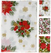Excellent Houseware Tafelkleed Kerst - Tafellaken - Flanel 130X180cm (1 stuk) assorti - Rood Wit