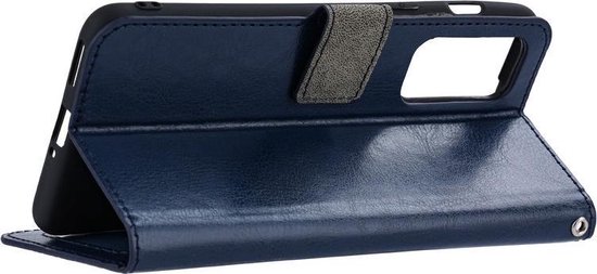 Bookcase Geschikt voor: Oppo Reno6 Pro - Donkerblauw - portemonnee hoesje met 1 stuk Glas Screen protector
