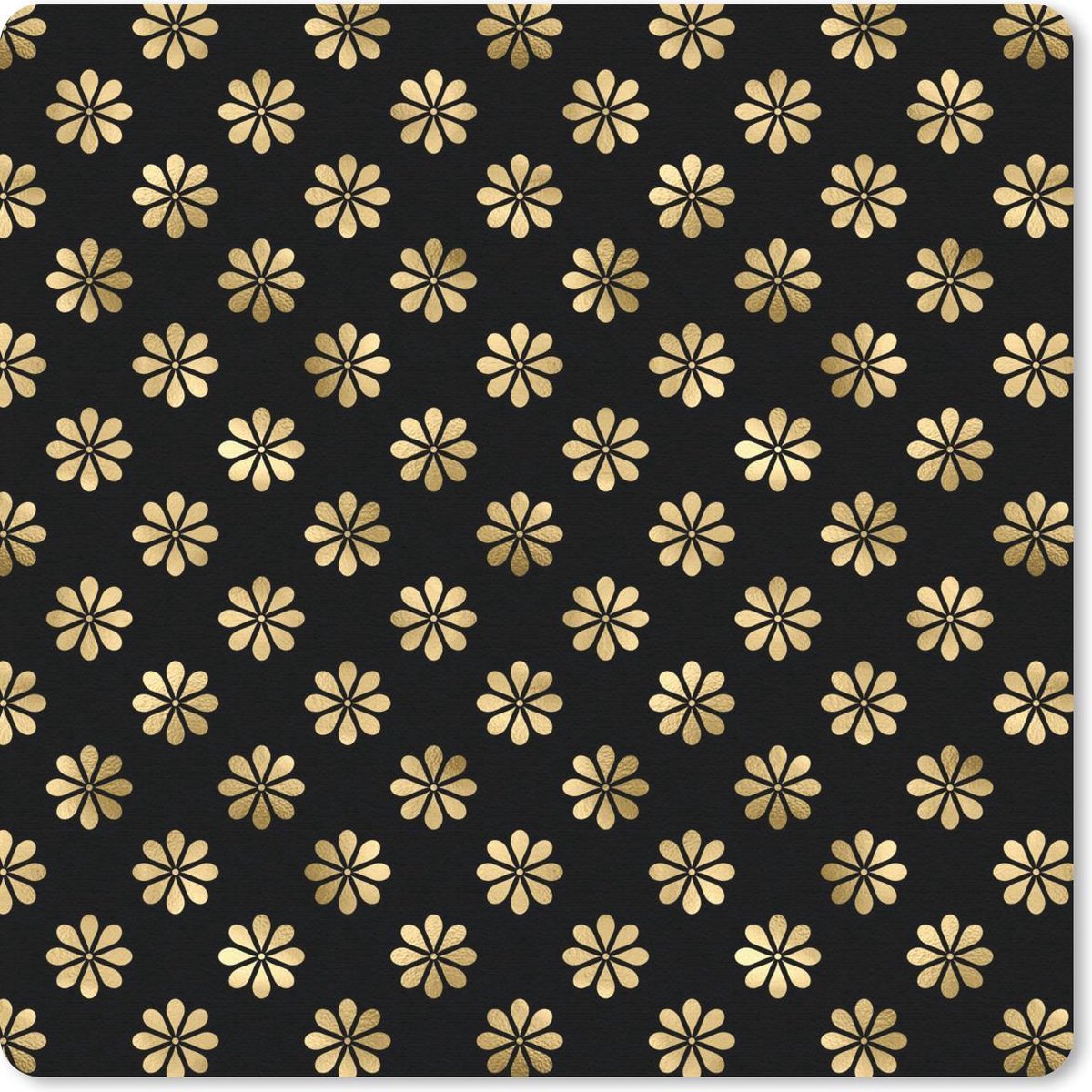 Muismat 20x20 cm - Mousepad Patronen - Bloemen - Goud - Muismatten