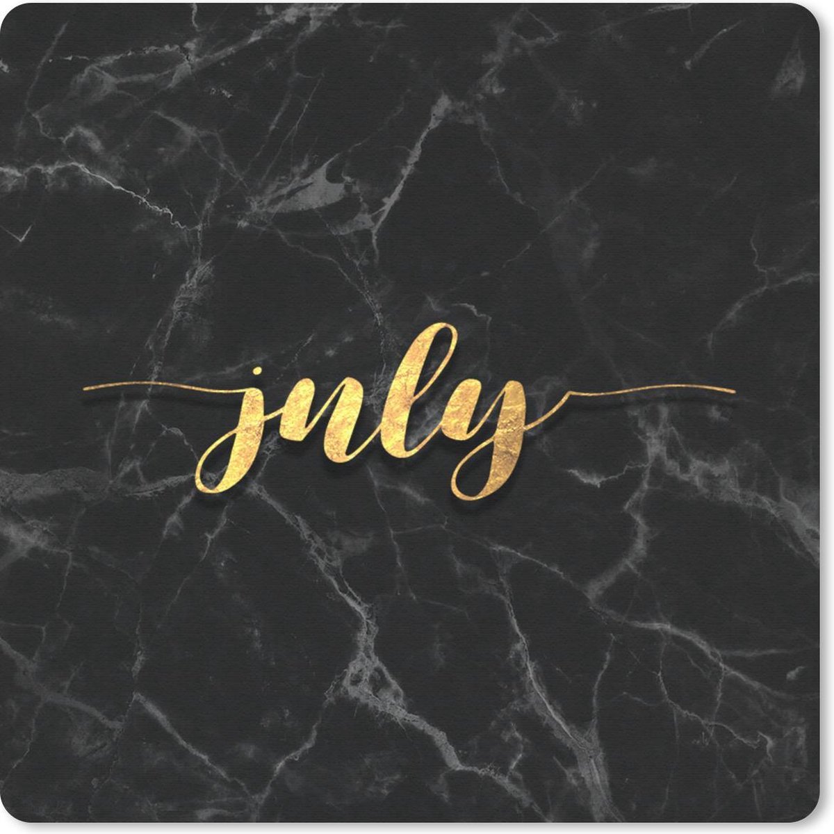 Muismat 20x20 cm - Mousepad Kalender - Juli - Goud - Marmer print - Muismatten