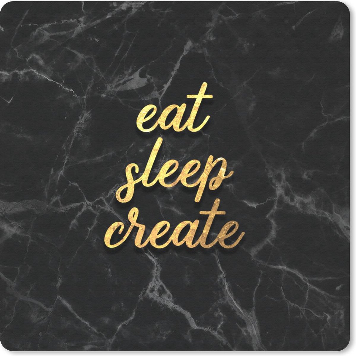 Muismat 20x20 cm - Mousepad Quote - Sleep - Goud - Marmer print - Muismatten