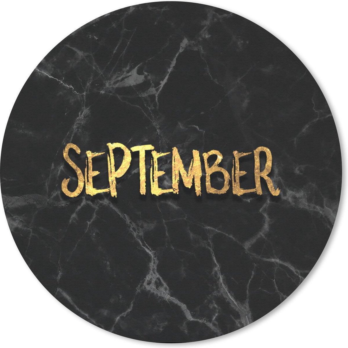 Muismat rond 30x30 cm - Mousepad Kalender - September - Goud - Marmer print - Ronde muismatten