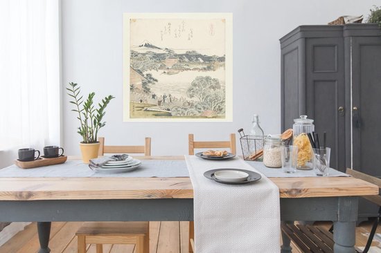 Paarden-bind steen - Schilderij van Katsushika Hokusai Poster 100x100 cm - Foto print op Poster (wanddecoratie woonkamer / slaapkamer)