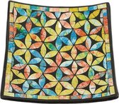 Schaal mozaiek bloem vierkant multicolor M - 25x25x7 cm - India - Sarana - Fairtrade