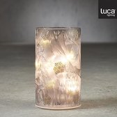 Luca Lighting - Windlicht grijs 15 led werkt op batterijen - h15xd9cm - Woonaccessoires en seizoensgebondendecoratie