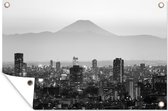 Tuinposter - Tuindoek - Tuinposters buiten - Skyline van downtown Tokyo in Japan - zwart wit - 120x80 cm - Tuin