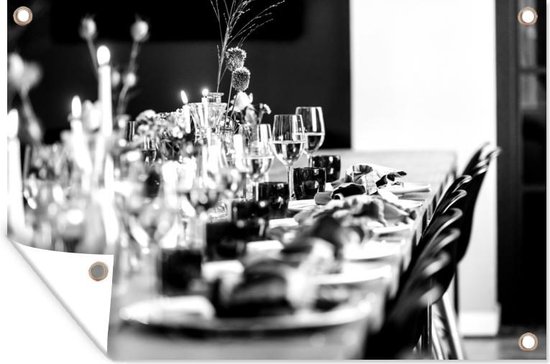 Haas Cadeau versterking Tuindecoratie Een tafeldecoratie in een modern restaurant - zwart wit -  60x40 cm -... | bol.com