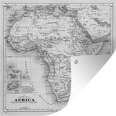 Peinture de jardin Illustration de la carte de l' Afrique - noir et blanc - 60x80 cm - Affiche de jardin