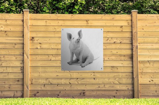 Tissu de jardin Porcinet pour fond blanc - noir et blanc - 100x100 cm
