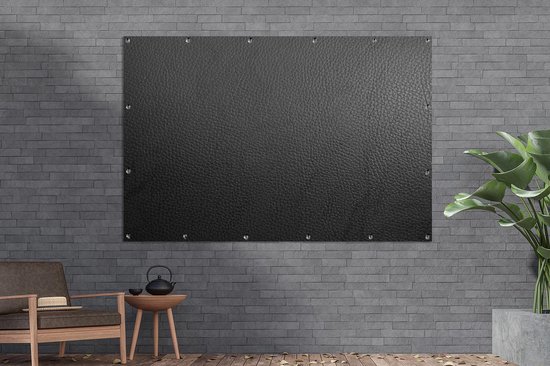 Décoration murale murale Structure cuir - noir et blanc - 180x120 cm - Poster jardin - Toile jardin - Poster extérieur