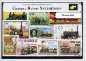 George & Robert Stephenson – Luxe postzegel pakket (A6 formaat) - collectie van verschillende postzegels van de gebroeders Stephenson – kan als ansichtkaart in een A6 envelop. Auth