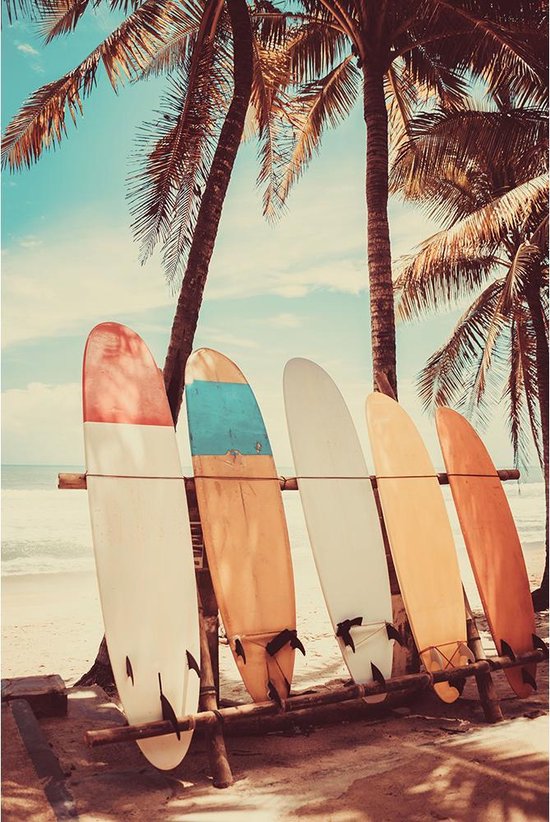 Schilderij Surfplanken aan het Strand