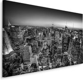Schilderij - Overzicht over Manhattan in zwart wit , Wanddecoratie , Premium print