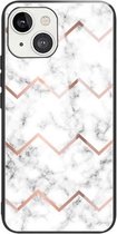 Marmer gehard glazen achterkant TPU-randhoes voor iPhone 13 (HCBL-10)