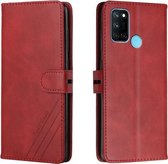 Voor Realme 7i Stiksels Stijl 2-Kleur Koe Textuur Horizontale Flip PU Lederen Case met Houder & Kaartsleuf & Lanyard (Rood)