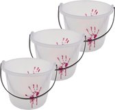 Set van 5x stuks glow in the dark lichtgevende snoep emmertjes voor Halloween - diameter 5 cm en hoogte 13 cm