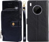 Voor Huawei Y9a Rits Tas PU + TPU Horizontale Flip Lederen Case met Houder & Kaartsleuf & Portemonnee & Lanyard (Zwart)