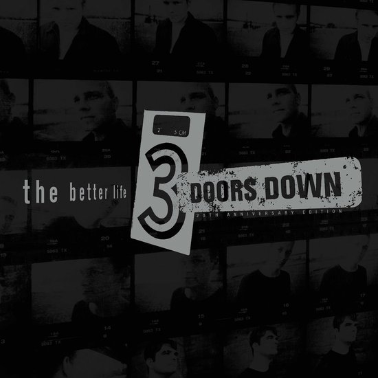 Voorkant van de 3 Doors Down "the better life" 20th anniversary edition 2 CD hoes met een bandfoto collage, albumtitel en bandlogo.