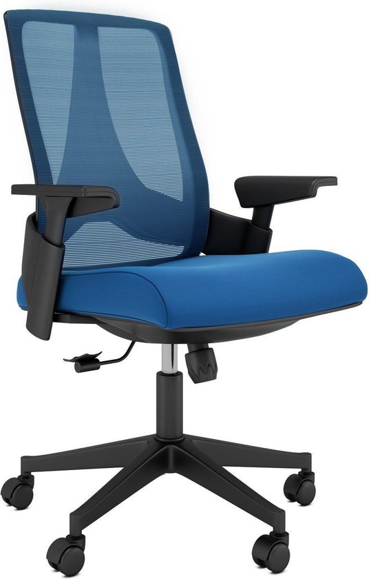 Nancy's Seymour Bureaustoel - Kantoorstoel - Kantelbare Rugleuning - Ergonomisch - Mesh - Blauw - Zwart - 63 x 69 x 102-112 cm