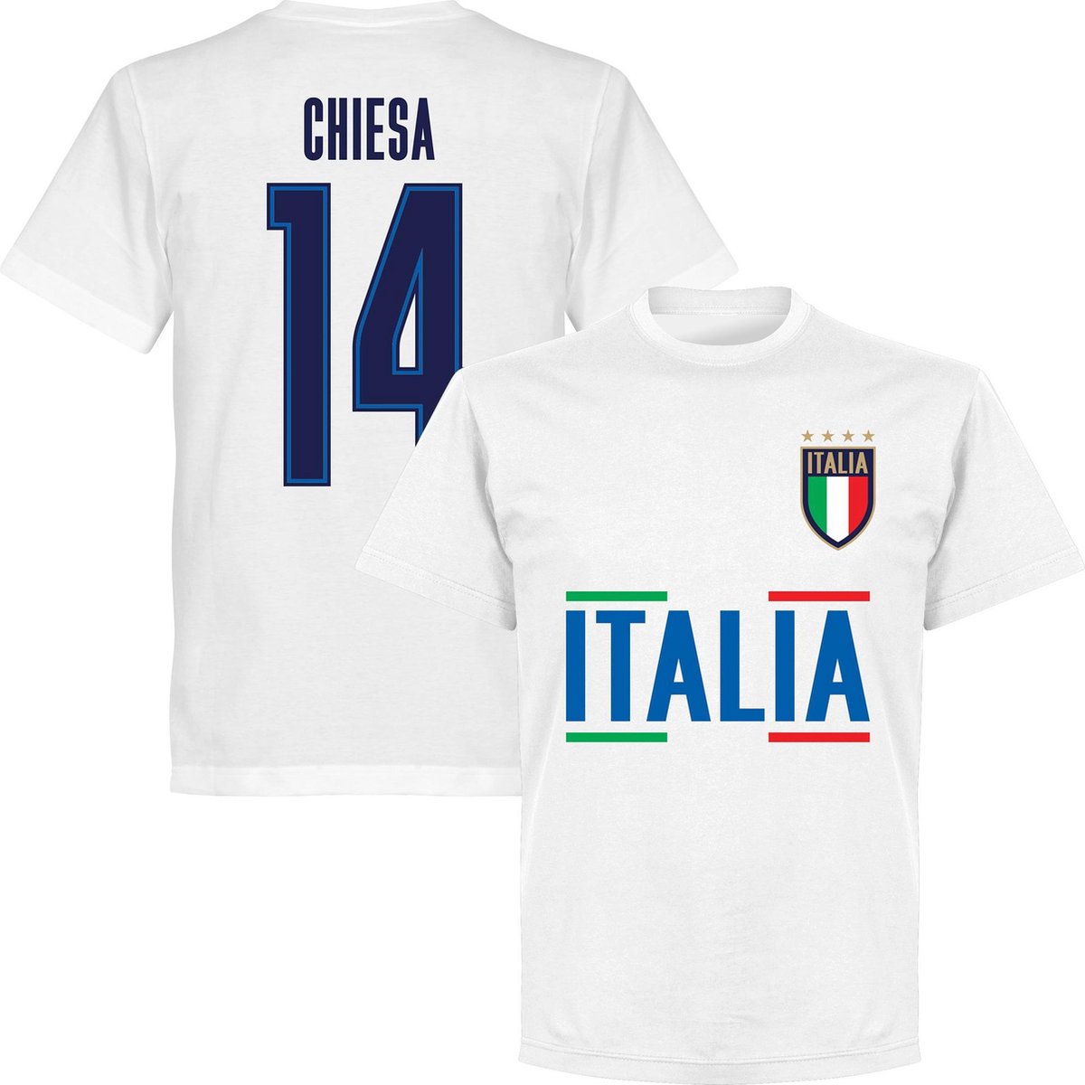Italië Chiesa 14 Team T-Shirt - Wit - XXL